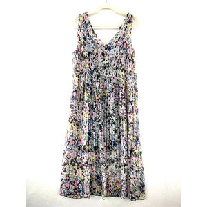 Ganni Pleated Dress Sz 38 / Medium White Pink Blue